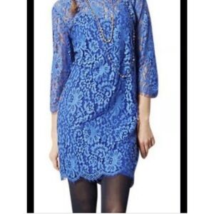 Anthropologie HD in Paris Blue Lace Dress